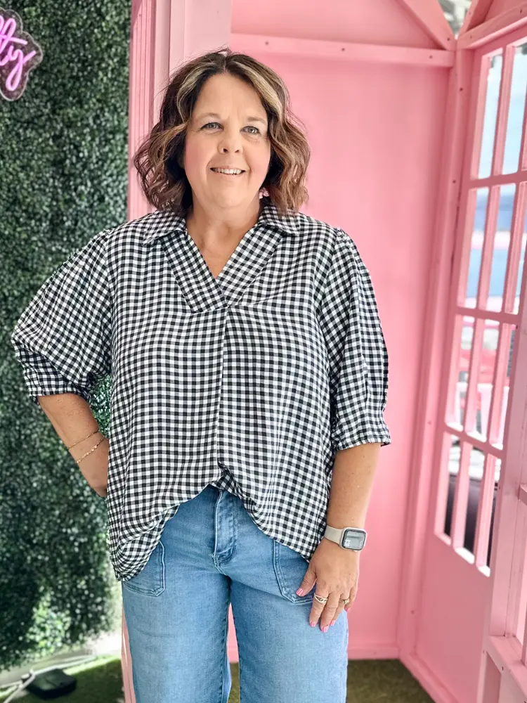 The Ollie Top - Black Gingham
