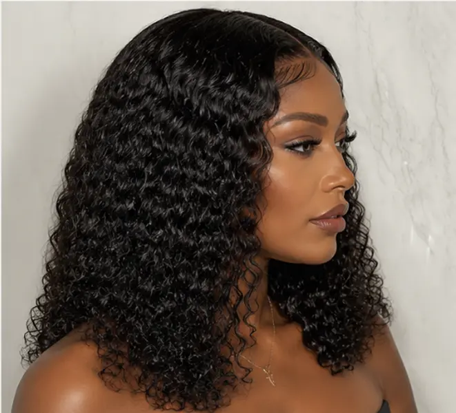 Shewell 5x5 Deep Wave HD Transparent Lace Glueless Drawstring Natural Human Wig - 300% Density, Dye or Bleach Ready, Ready to Wear, Drawstring Natural Wig