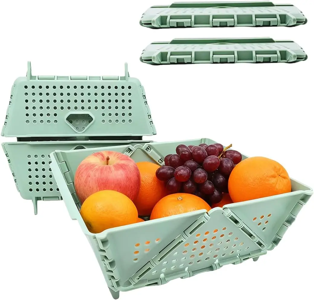 2 Pcs Plastic Collapsible Colanders - Compact Foldable Strainers, Portable Lightweight Dishwasher-Safe Kitchenware for Fruits, Pasta, Vegetables, Barbecue - Space-Saving Stackable Storage Basket, All-Seasons Travel Camping Essential