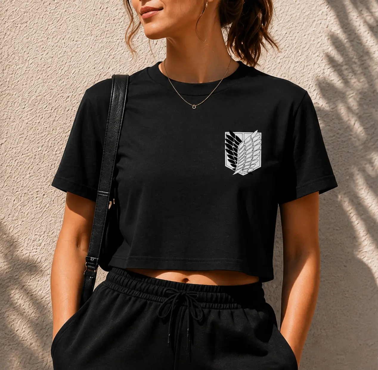 Women's Attack on Titan Scout Regiment Cotton Ribbed Short-Sleeve Casual Crop T-Shirt, Comfortable Anime-Inspired Top
