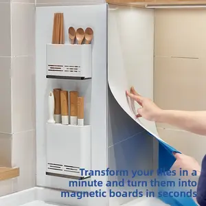 Soft fabric magnetic storage rack, kitchen magnetic board, adhesive enamel board, alternative to perforated boards, no-drill storage