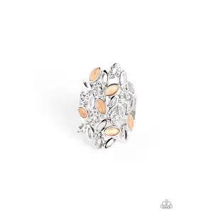 LEAF Home - Orange Cat's Eye Silver Ring - Paparazzi