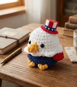 Patriotic Eagle Crochet Plush, American Eagle Amigurumi, July 4th Decor, USA Crochet Bird, Independence Day Gift, Patriotic Stuffed Animal