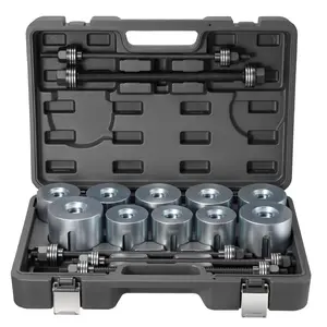 VEVOR Pull and Press Sleeve Kit, Summervibes,Summervibes, 27 PCS, Steel Bush Removal Insertion Sleeve Tools with Carrying Case, Compatible with LCV and HGV Engines, for Removing and Installing Bushings, Bearings, and Seals