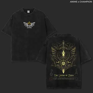 Inspired The Legend of Zelda Graphic T Shirt, Oversized Heavy Cotton Washed Tee, New Drop for Classic Fantasy Gamers, Vintage Style for Adventure Fans, Cosplay Streetwear