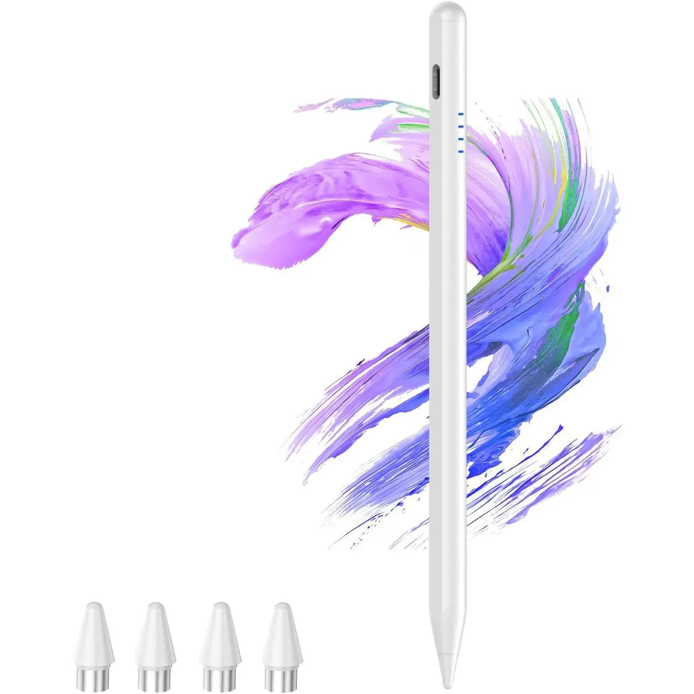 Stylus Pen for Android Touchscreen with 4 POM Tips,   Digital Stylus Pens for ,  Tablet Pen Compatible with /// Writing & Drawing - White