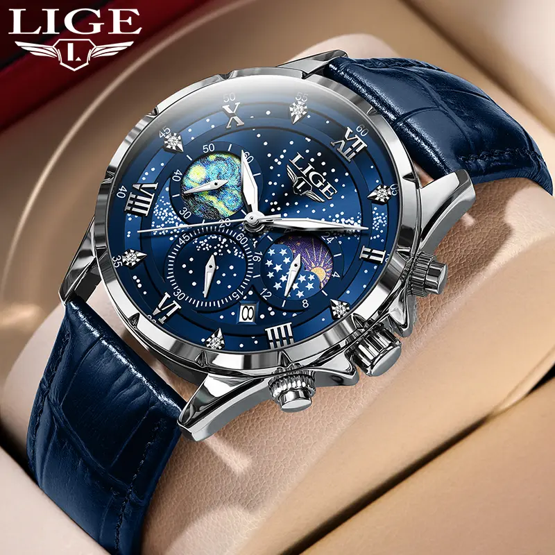 Romantic Starry Sky Simple Business Fashion PU Leather Quartz Watch, Casual Round Dial Calendar Analog Watch, Perfect Gift Valentine's Day Gifts