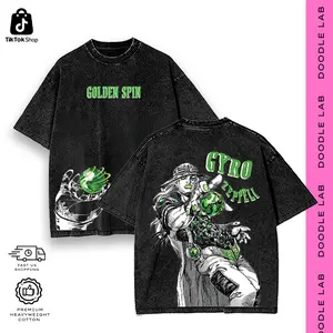 JoJo’s Bizarre Adventure Steel Ball Run Vintage Wash Anime T-Shirt | Premium Heavyweight Cotton Oversized Streetwear Graphic Tee For Man | Menswear