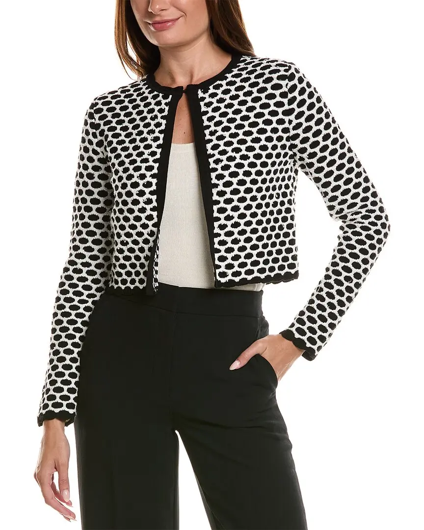 Oscar de la Renta Honeycomb Sequins Knit Silk-Blend Jacket