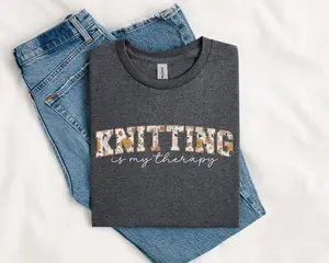 Floral Knitting T-Shirt, Funny Knitting Shirt, Knitting Lover Gift, Knitter Tee, Sarcastic Knitting Tee, Knitting Gift For Mom, Grandma Gift Cotton Crewneck