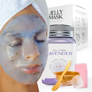BRÜUN Jelly Mask Peel-Off Lavender Face Care Mask – 23 fl oz Rubber Mask Jar for 30–35 Treatments –Moisturizing Spa Gel for Men & Women Set