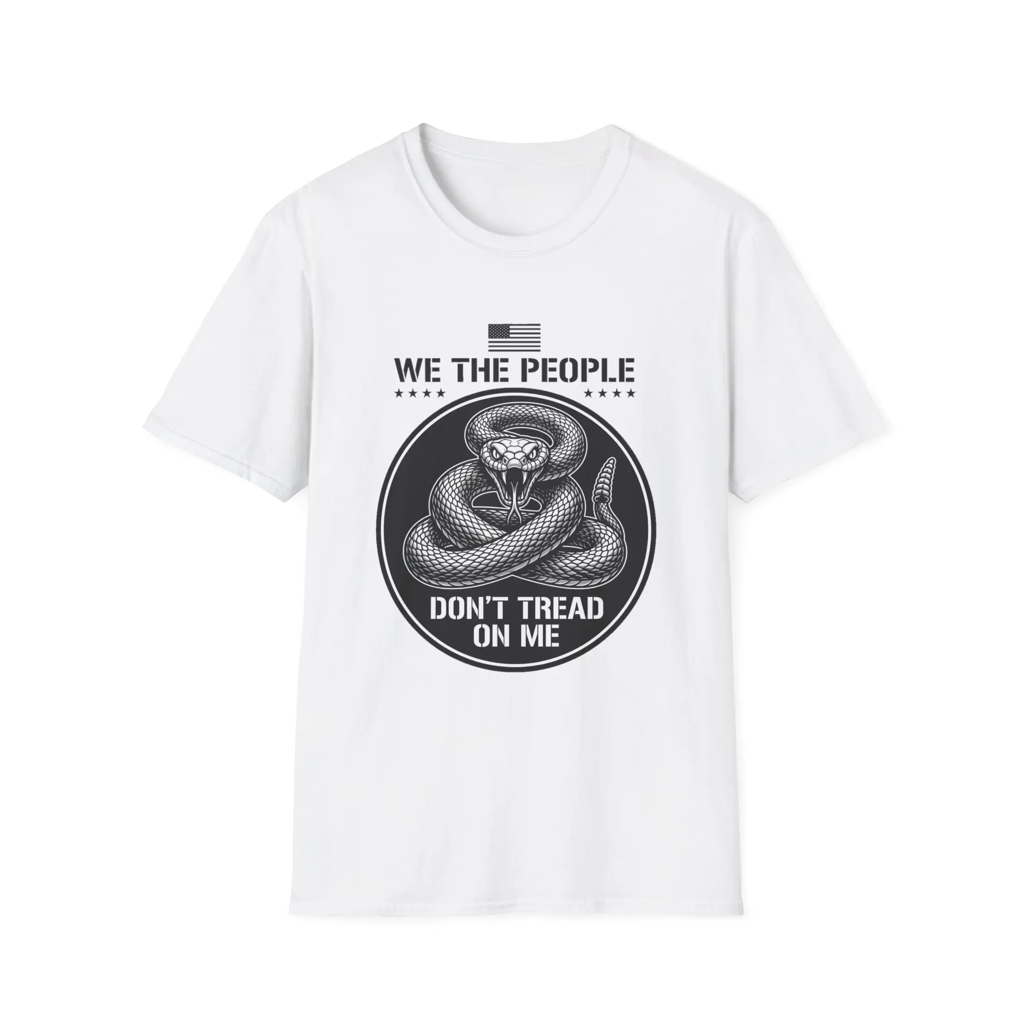 We The People Don't Tread On Me T-Shirt | Coiled Snake Patriotic Emblem, Streetwear, Tshirt, Top, Shortsleeve, Print, Breathable, Tops, Lightweight