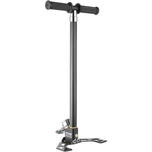 PCP Hand Pump, 4 Stage, 30Mpa 4500 PSI High Pressure PCP Air Rifile Filling Stirrup Pump with Oil-Moisture Filter Pressure Gauge, Stainless Steel for Airguns Scuba Tank Paintball Filling Tire