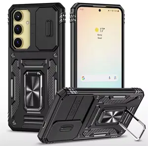 Defender Phone Case For ( Samsung Galaxy S24 / S24+Plus / S24 Ultra / S24FE ) with Metal Ring Kickstand and Camera Cover Casing Protection
