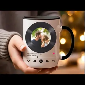 Custom Vinyl Record with Photo, Wedding Couple Gifts, Anniversary Gift for Friends, Best Friend Gift, Song mug, Couples coffee cup mug gift