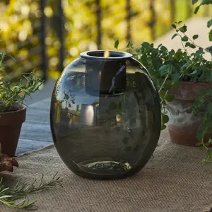 The Hand-Blown Glass Oval - SMOKE - Luminara Flameless Candle