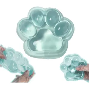 Large Cat Paw Taba Squishy Squeeze Toys 5-inch Green Cute Fufu Squishy Sensory Stress Relief Fidget Toys for Party Favors Sensory Anxiety Toys for Adults (Transparent Green)