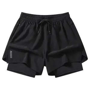 Men’s quick-dry athletic shorts—lightweight and breathable—feature a drawstring design with built-in lining and printed patterns; running and fitness shorts are made from stretchy polyester blends suitable for the gym, jogging, and outdoor activities.
