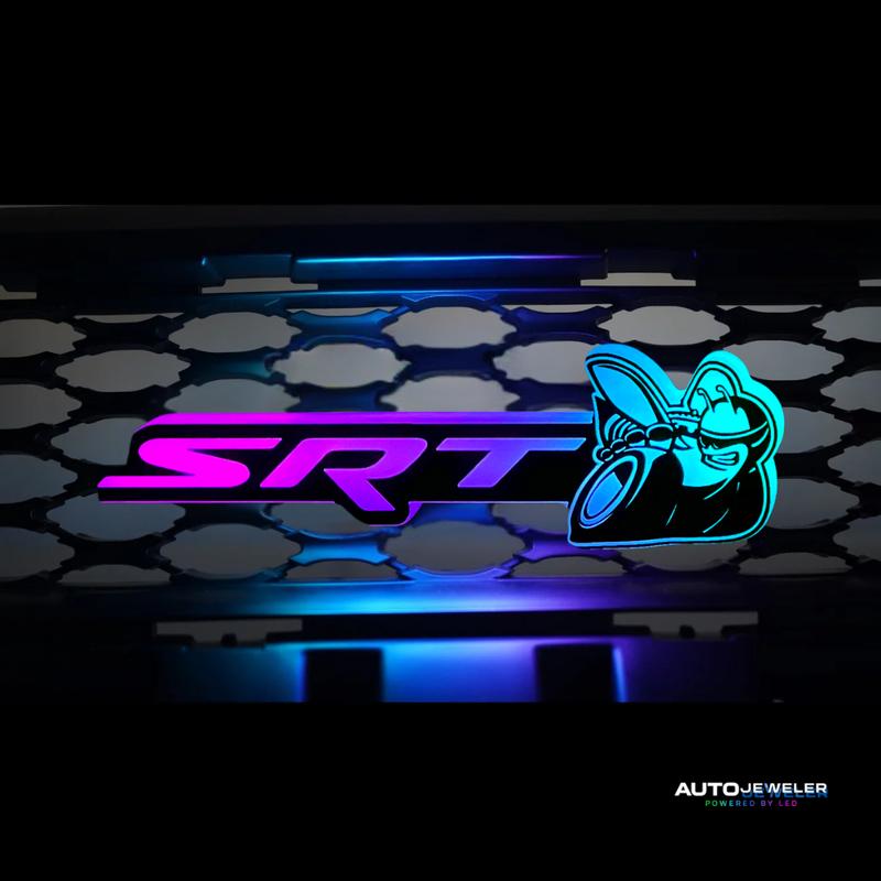 Dodge SRT Scat Bee LED Grille Emblem — RGB Flow-Series, Frosted Lens, App + Remote (Dual Control)