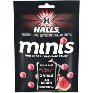 Halls Minis Watermelon Flavor Sugar Free Cough Drops, 48 Drops