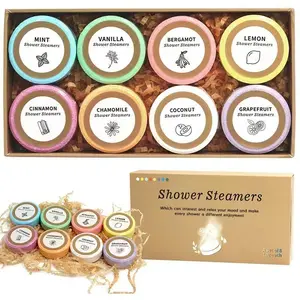 Dry Flower Essential Oil Bath Salt Tablets, Aromatherapy Shower Tablets 8 Pack Gift Box, Handmade Relaxing Bath and Gift