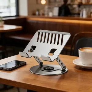 360° Rotating Laptop Stand Adjustable Foldable Aluminum 2-in-1 Multifunctional Hub for Gaming & Mobile Portable Holder Compatible with MacBook Up to 17 Inches