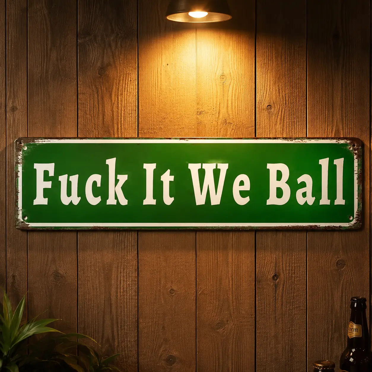 4x16 Inch Funny Basketball Metal Sign, “Fuck It We Ball” Wall Decor, Sports Quote Sign for Game Room Man Cave Garage Gym Dorm Room Bedroom Office, Basketball Fan Gift & Cool Sports Wall Art