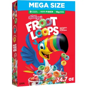 Froot Loops Breakfast Cereal, 15g Whole Grains, Good Source of Fiber, 24.7 oz