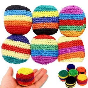 Hand-Made Knitted Footbag, 2026 Upgraded Assorted Foot Bag, Crochet Foot Bags for Adults, Juggling Balls for Beginners, Multicolored Geometric Pattern