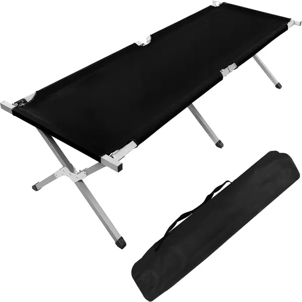 Portable Folding Camping Cot with Carrying Bag, Lightweight Aluminum Frame and Oxford Fabric, Compact Bed for Outdoor, Hiking, Travel, Army Green