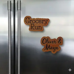 Custom Engraved Wood Magnet – Personalized Name & Quote Fridge Magnet Gift, 3D Engraved Wood Text