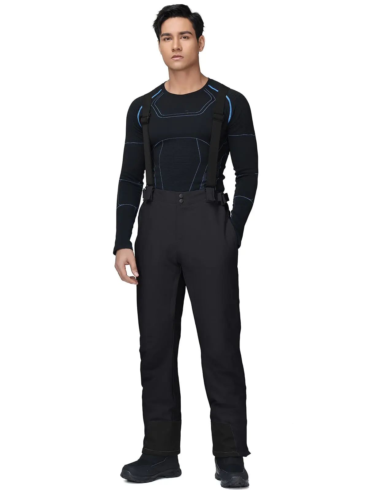 YEEFINE Men's Snow Insulated Pants Winter Warm Ski Pant Outdoor Waterproof Snowboard Bibs with Suspenders