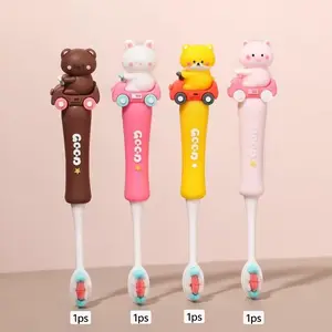 Cute Cartoon Children Soft Bristle Toothbrush, Animal Shape Design for Kids Ages 3-12, Protects Baby Teeth & Teething Period