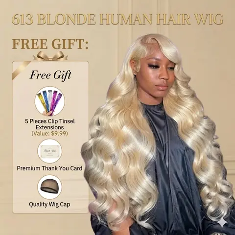 Women's 613 Light Blonde Body Wave 13x6 HD Lace Front Wig - Human Hair Wigs, 200%/250% Density, Preplucked, Bleached Knots, Baby Hair, Beginner-Friendly, Affordable, #SummerVibes