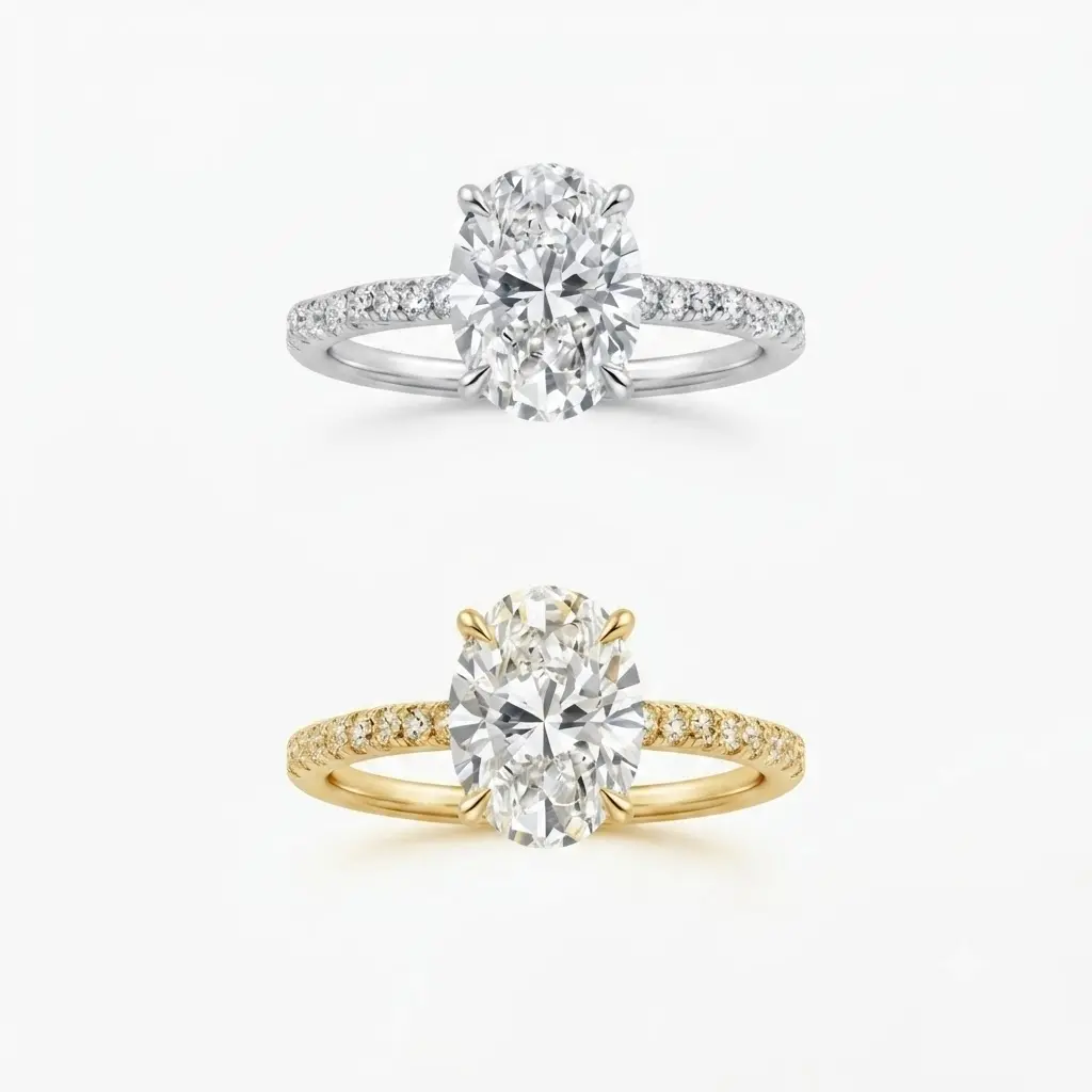 (Oval Cut 3CT) 925 Sterling Silver Synthetic Moissanite Ring
