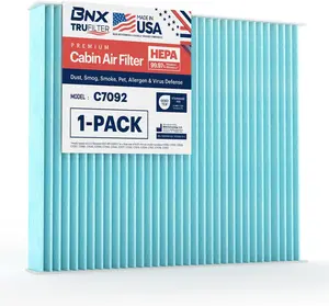 BNX TruFilter C7092 Cabin Air Filter, HEPA 99.97%, MADE IN USA