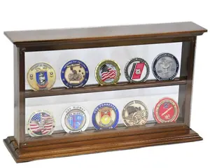 2 Shelves Military Challenge Coin Curio Stand Rack