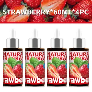 4pc 60ML Strawberry Essential Oils Set, Multi-Purpose Aromatherapy Diffusers & Air Fresheners, Long-Lasting Scent, Ideal Gift for Family & Friends