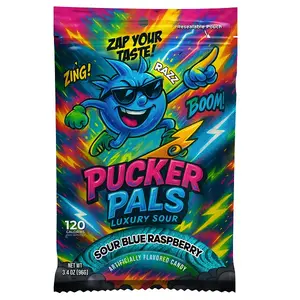 Pucker Pals Sour Candy – Blue Raspberry Extreme Gummy Candy Sour Strips, Bold Sweet & Sour Belts, Gummies For Party Size Gummy Worms Halloween Stocking Stuffers Game Night Boys Girls Teen Kids Adults