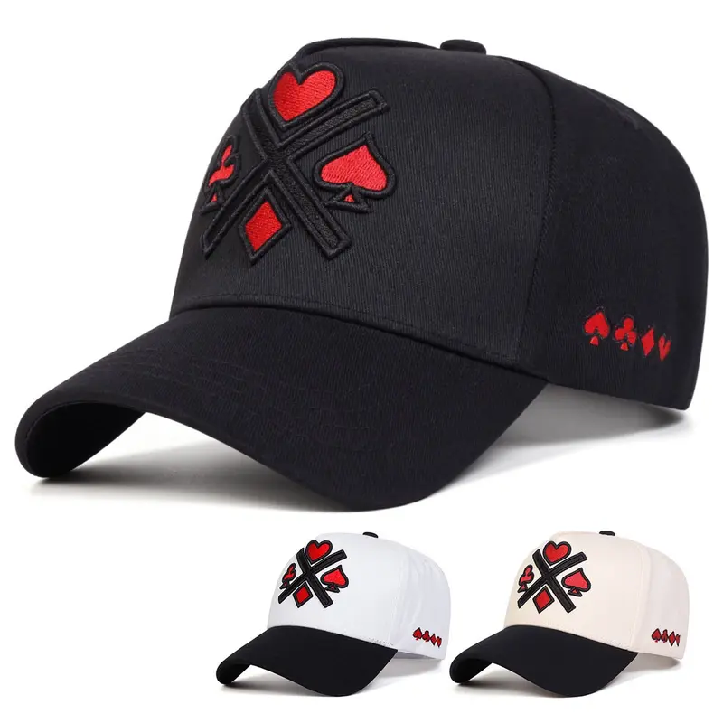 Unisex Poker K Black Snapback Hat Hip Hop Style Colorful Adjustable Baseball Cap QOHNK Poker Hat for Men Baseball Cap Poker Lucky Card Hat  main image 4