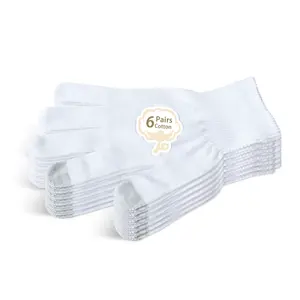 EvridWear Unisex Moisturizing Cotton Gloves with Touchscreen Fingertips for Eczema Beauty Cosmetic Dry Hands Sensitive Irritated Skin Therapy Overnight Bedtime, 6 Pairs exfoliate your Knit Wrist Spa