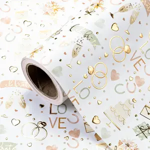 Wedding Wrapping Paper Roll - Mini Roll - 17 Inch x 16.5  - Luxury and Elegance Wedding Theme with  Foil Wrapping Paper  for Bridal Shower, Celebration, Party