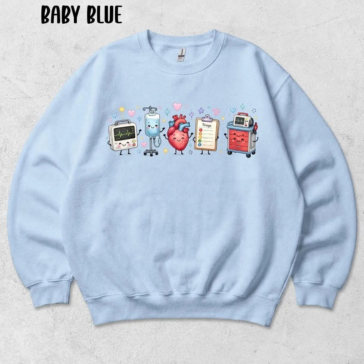 Cute ER Nurse Sweatshirt, Emergency Room Doodle Crewneck, Kawaii Nurse Sweatshirt, Emergency Department Outfit, RN Nursing Student Apparel, Cute ICU Nurse Top, Healthcare Worker Pullover, Medical Assistant Jumper, Nurse Appreciation Gift for Women