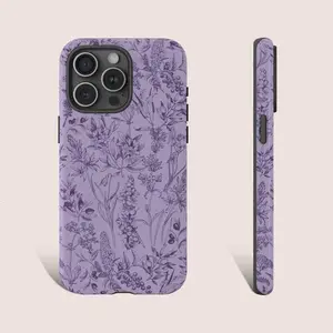 Lavender Phone Case Lilac Color Phone Case Toile De Jouy Purple Floral Phone Case for iPhone