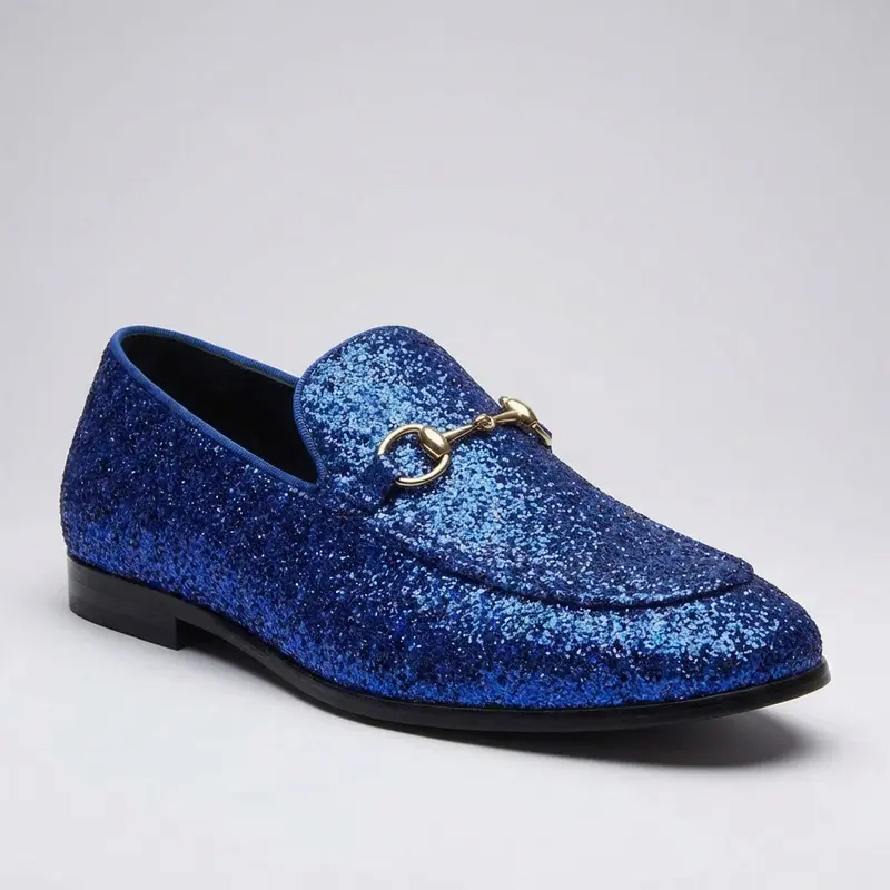 gold shoes with royal blue dress Smoking Slippers main image 0