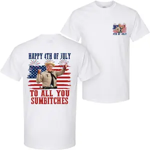 Happy 4th of July Patriotic Sheriff Graphic T-Shirt Funny Independence Day Sheriff USA Flag Tee Happy 4th Of July To All You Sumbitches Graphic Shirt Patriotic Lawman Fourth of July T-Shirt American Flag Fireworks Funny 4th of July Tee