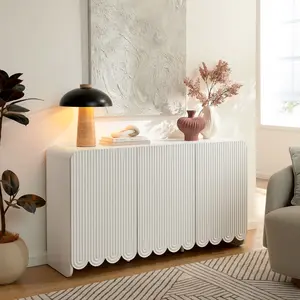Dahlia Fluted and Scalloped Sideboard Storage Cabinet in White