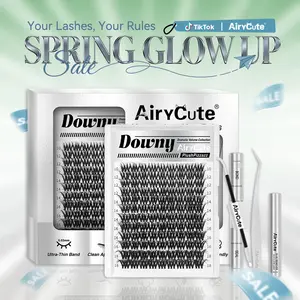 Downy | AiryCute Volume Lashes DIY False Eyelashes for Bold Dramatic Look | Lyra Style Lashes with Ultra-Dense, Waterproof, Long-Lasting Lashes | Lyra | Beginner-Friendly DIY Lashes for a Flawless, Voluminous Look | Trendy & Must-Have Clusters
