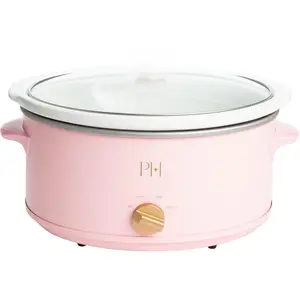 Paris Hilton 6-Quart Manual Slow Cooker, Features Three Settings (Low, High, Warm), Naturally Nonstick and Dishwasher Safe Stoneware Insert, Family Sized Capacity, Pink