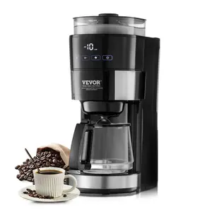fathersdaygift VEVOR Coffee Maker with Grinder, 10 Cup Coffee Machine, Grind and Brew Coffee Maker with 3 Brew Strength Control, Drip Coffee Maker with Adjustable Grinding Coarseness, for Home Office Restaurant